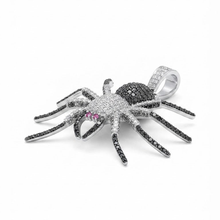 Spider Shape Pendant With Black Diamonds