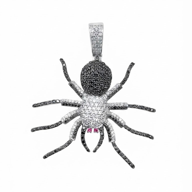Spider Shape Pendant With Black Diamonds