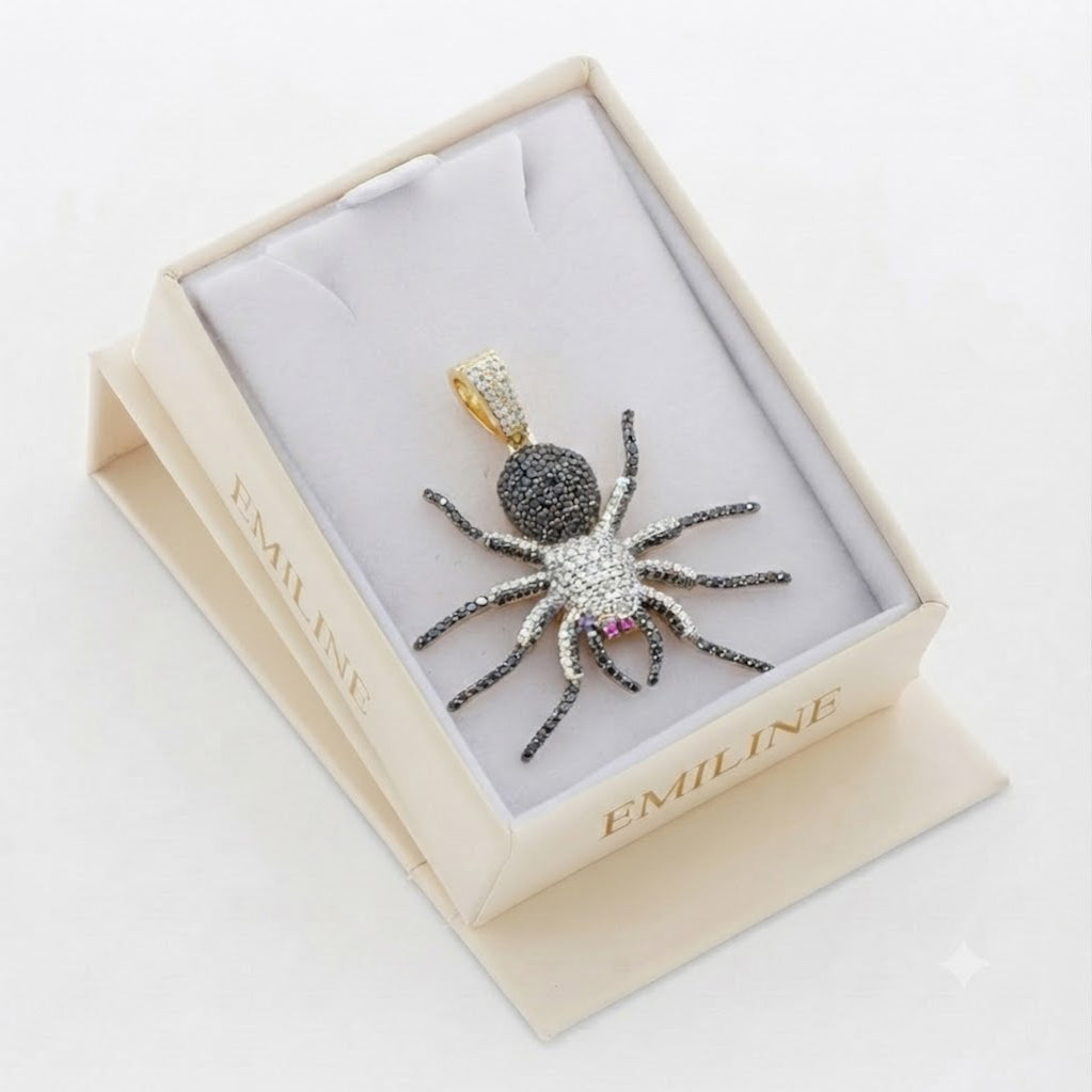 Spider Shape Pendant With Black Diamonds