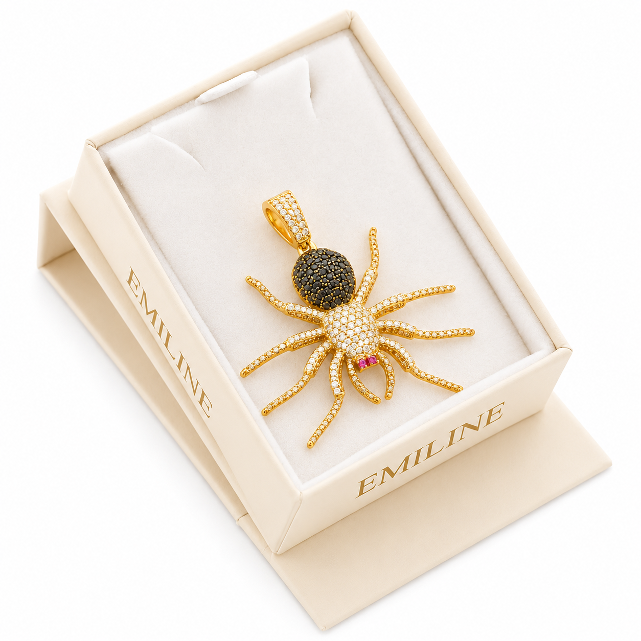 Spider Shape Pendant With Black Diamonds