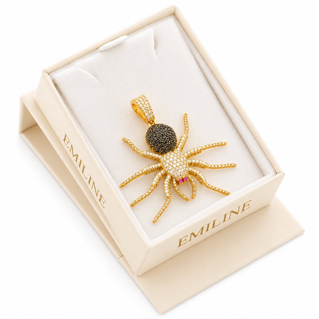 Spider Shape Pendant With Black Diamonds