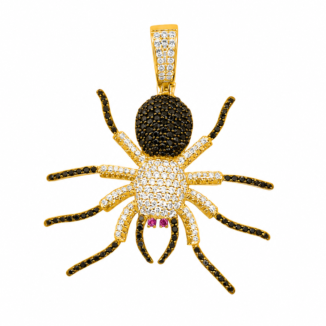 Spider Shape Pendant With Black Diamonds
