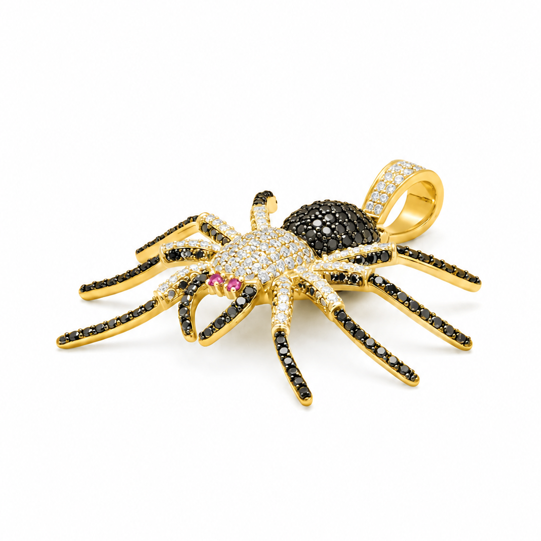 Spider Shape Pendant With Black Diamonds