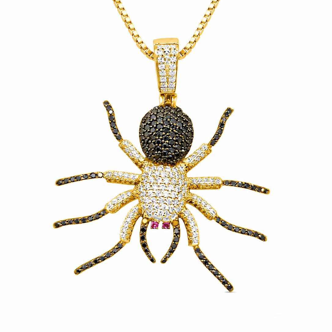 Spider Shape Pendant With Black Diamonds