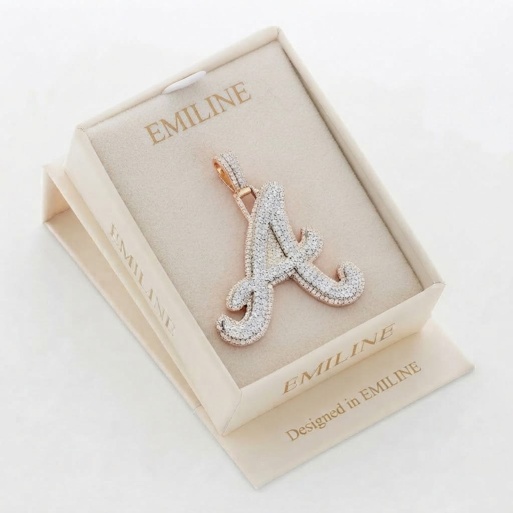 Moissanite "A" Letter Diamond Pendant