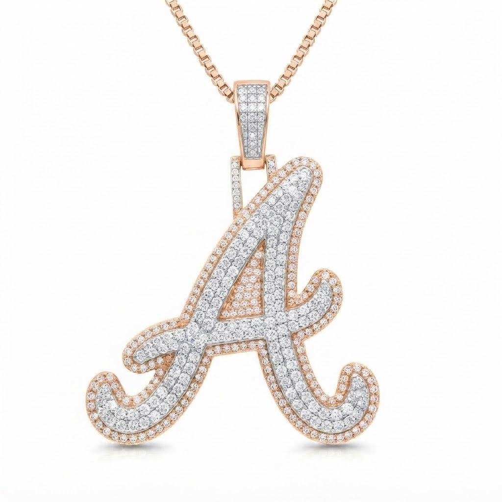 Moissanite "A" Letter Diamond Pendant