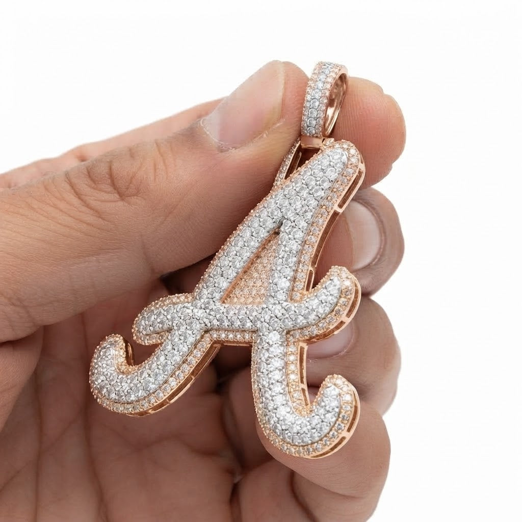 Moissanite "A" Letter Diamond Pendant