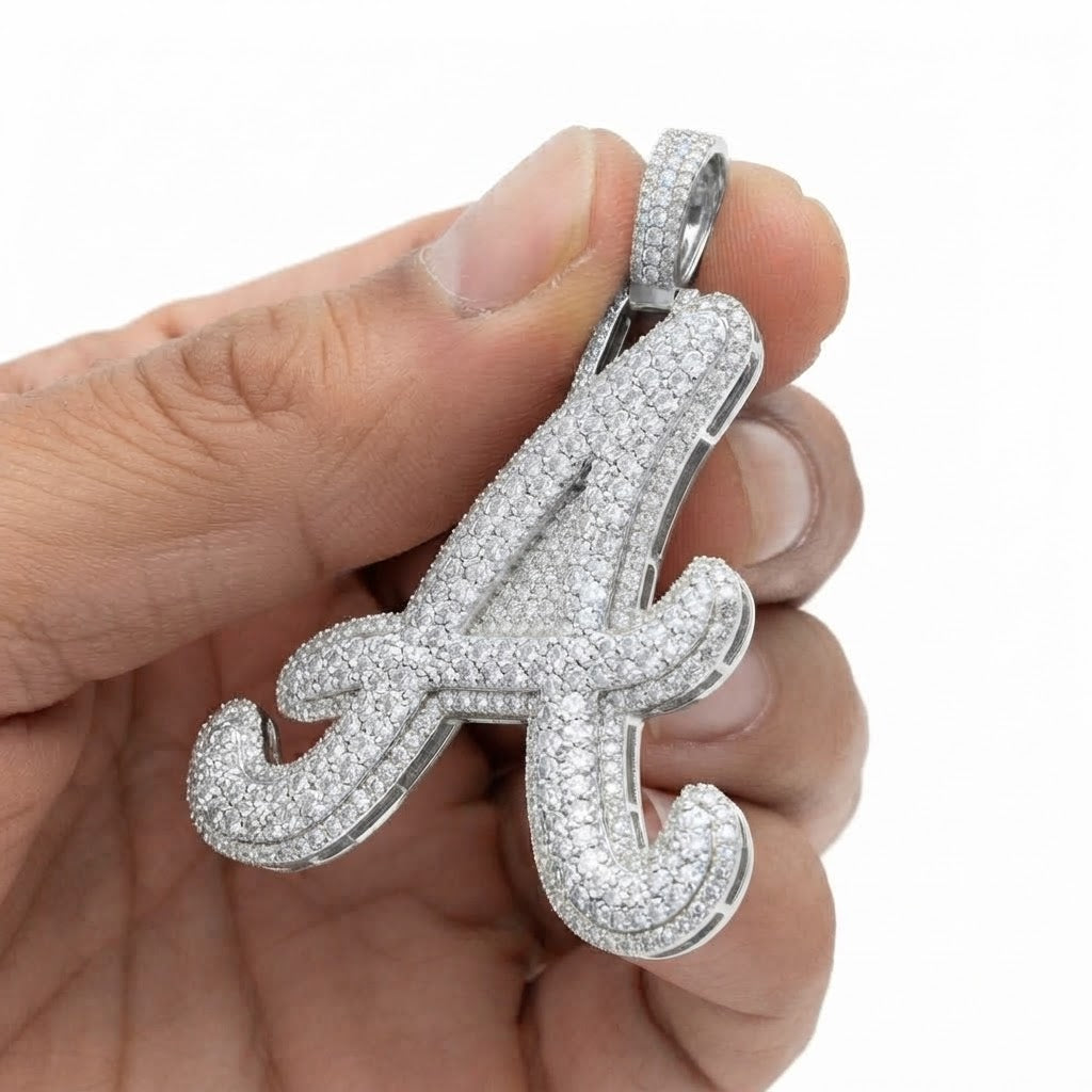 Moissanite "A" Letter Diamond Pendant