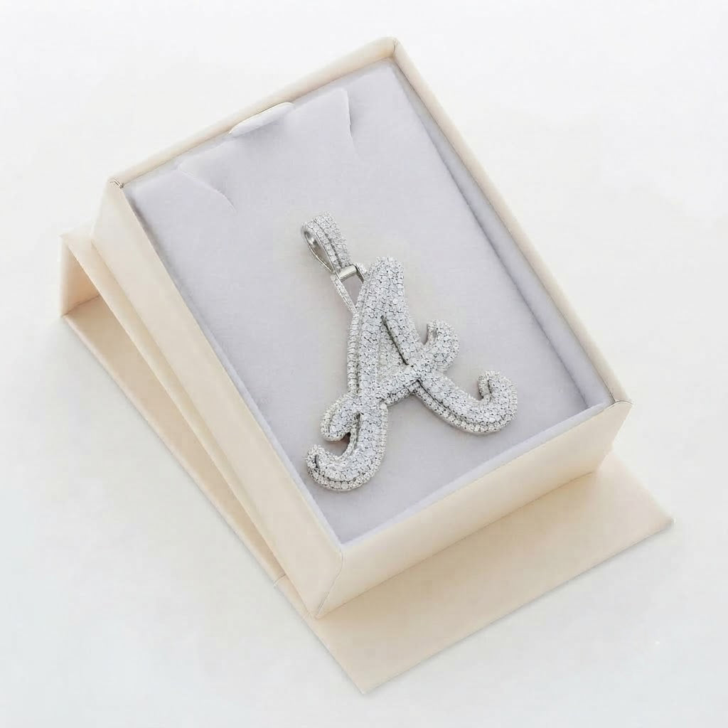 Moissanite "A" Letter Diamond Pendant