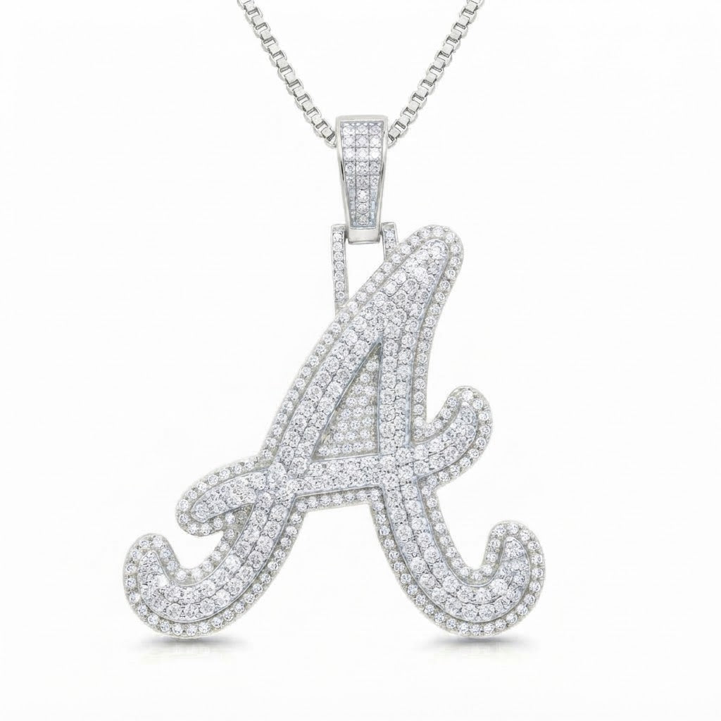 Moissanite "A" Letter Diamond Pendant