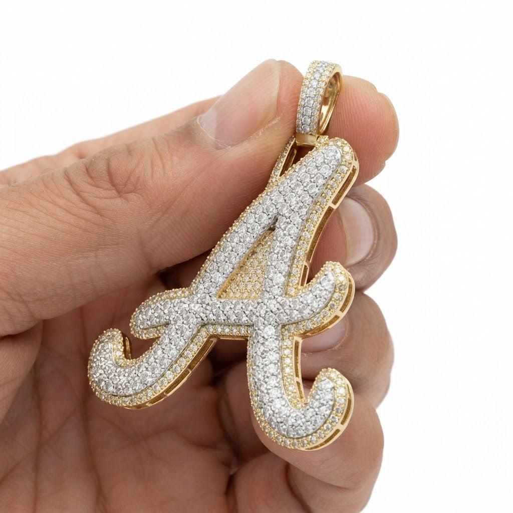 Moissanite "A" Letter Diamond Pendant