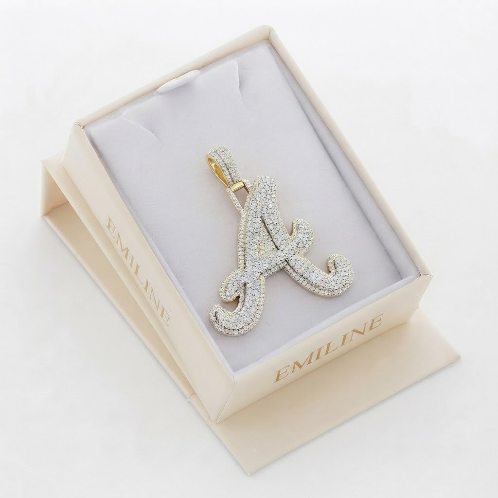 Moissanite "A" Letter Diamond Pendant