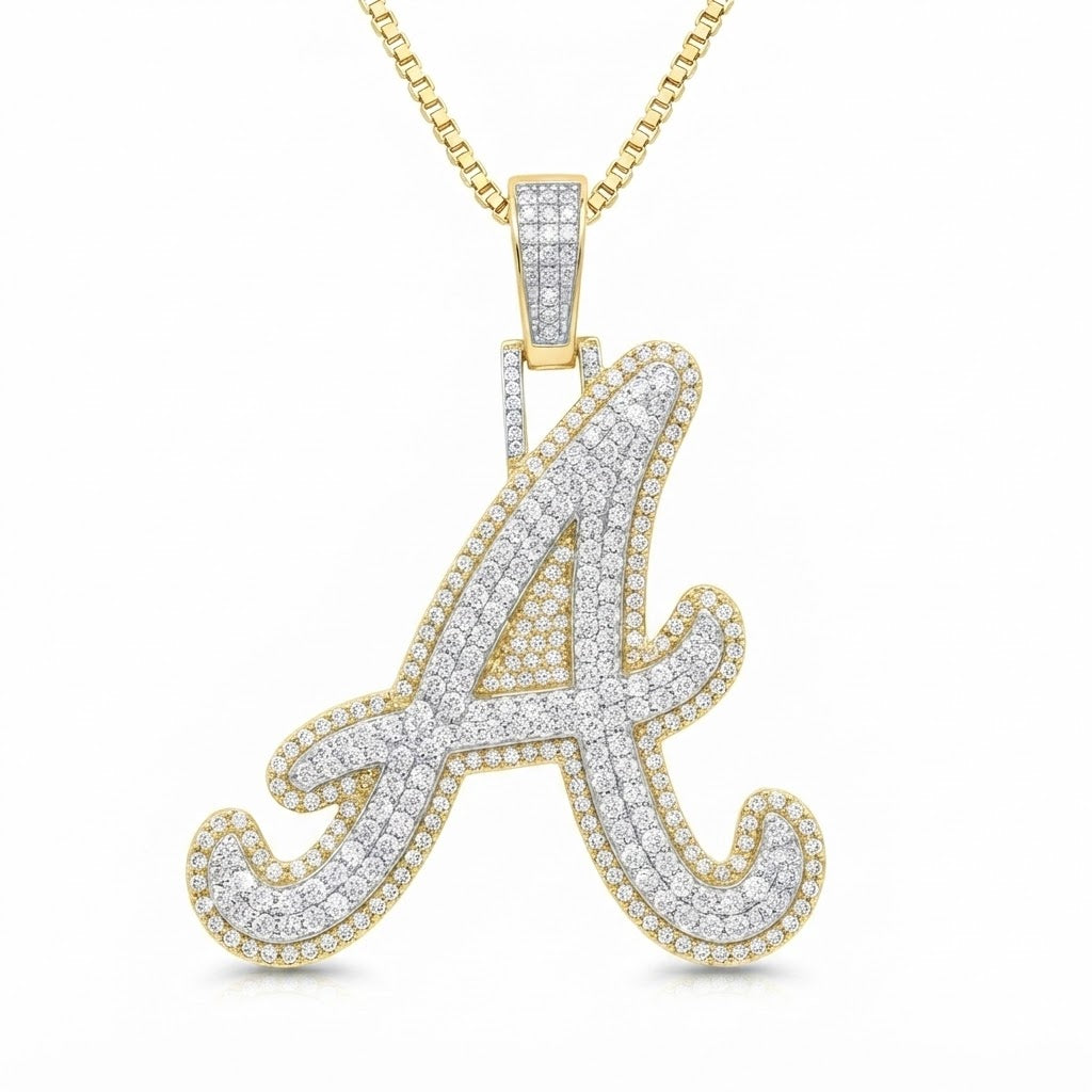 Moissanite "A" Letter Diamond Pendant