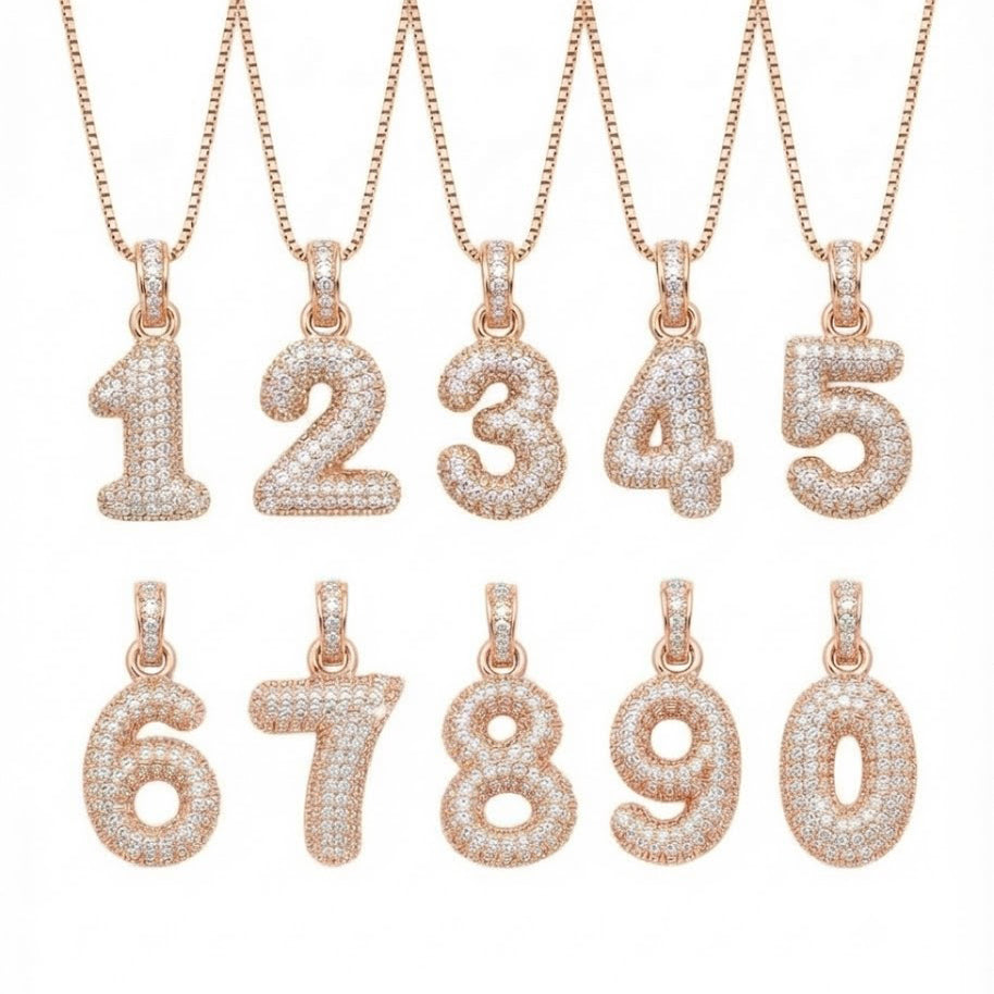 Moissanite Diamond Number Pendant Collection 0–9