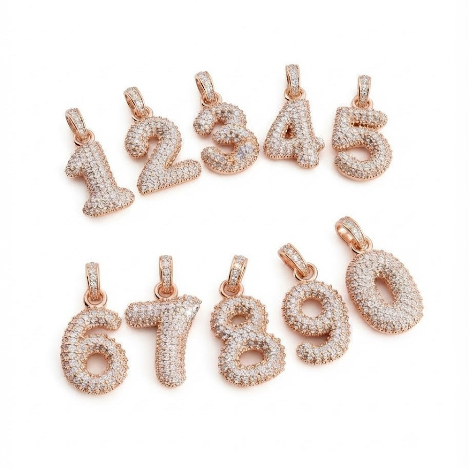 Moissanite Diamond Number Pendant Collection 0–9