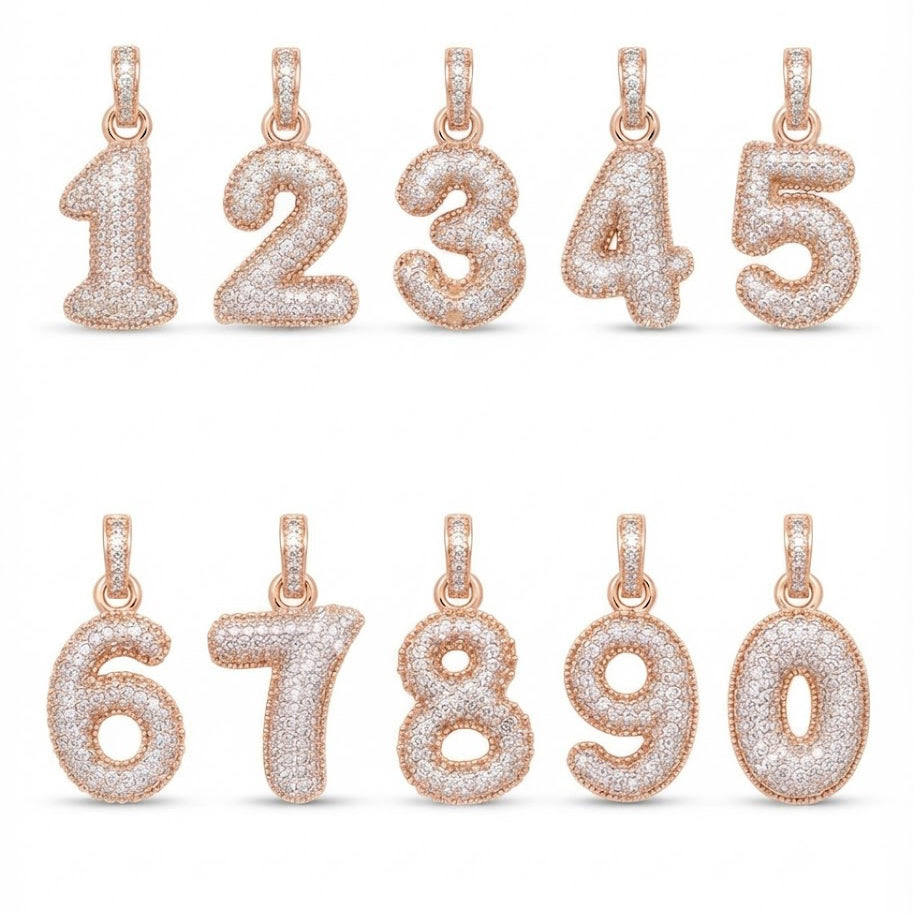 Moissanite Diamond Number Pendant Collection 0–9