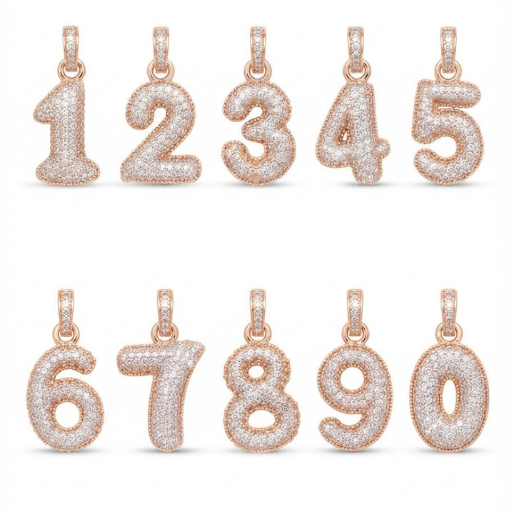Moissanite Diamond Number Pendant Collection 0–9