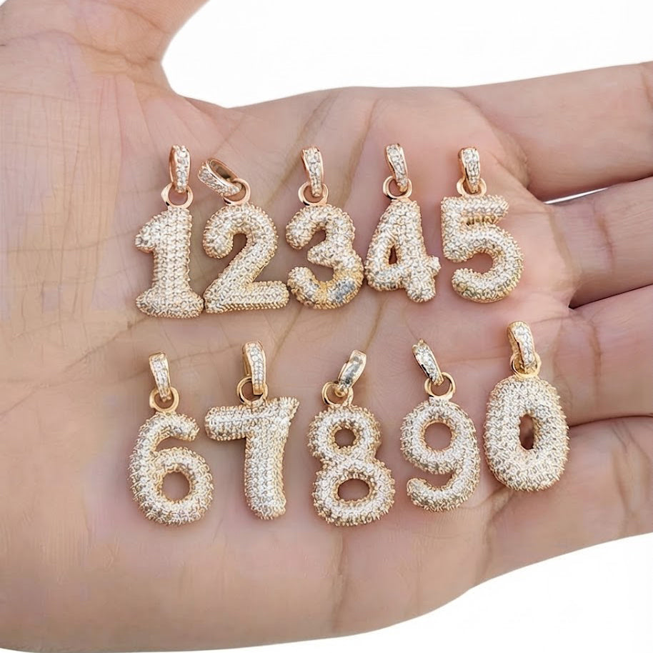 Moissanite Diamond Number Pendant Collection 0–9