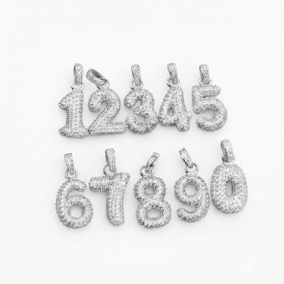 Moissanite Diamond Number Pendant Collection 0–9