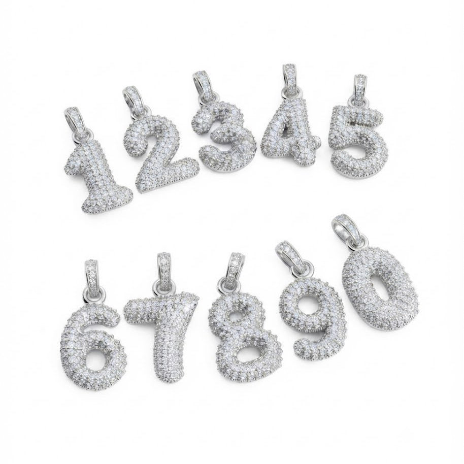Moissanite Diamond Number Pendant Collection 0–9