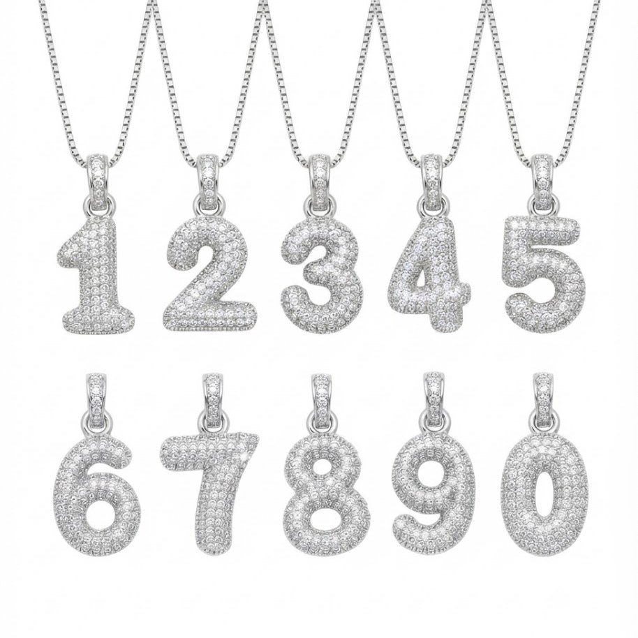Moissanite Diamond Number Pendant Collection 0–9