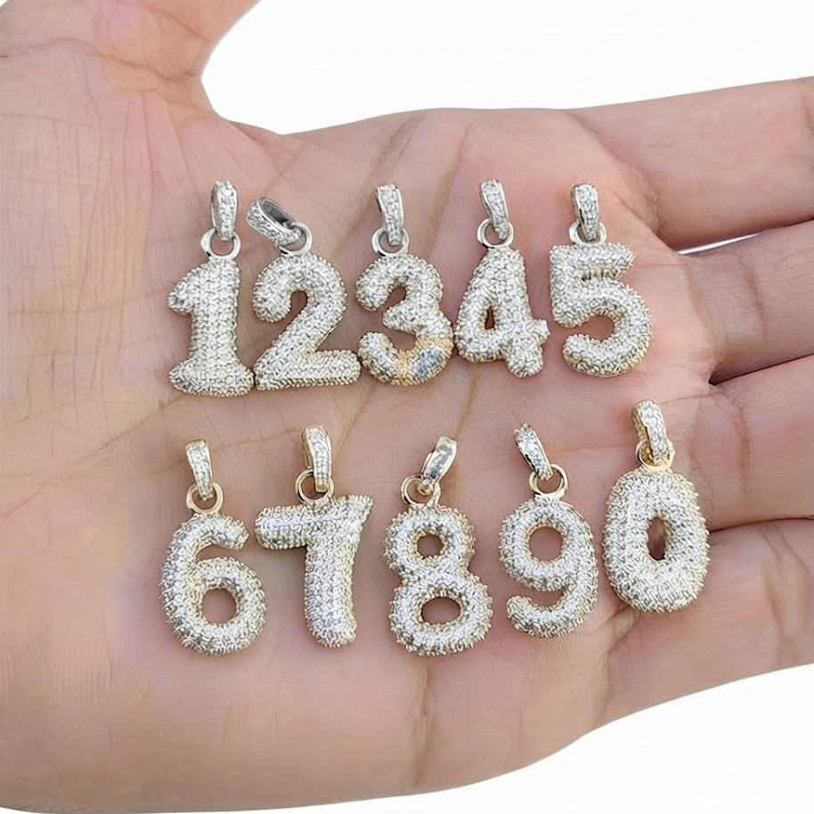 Moissanite Diamond Number Pendant Collection 0–9