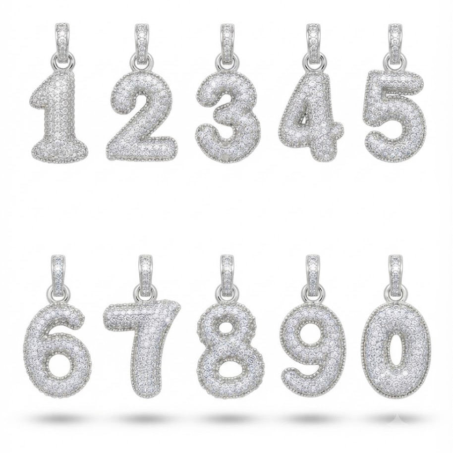 Moissanite Diamond Number Pendant Collection 0–9