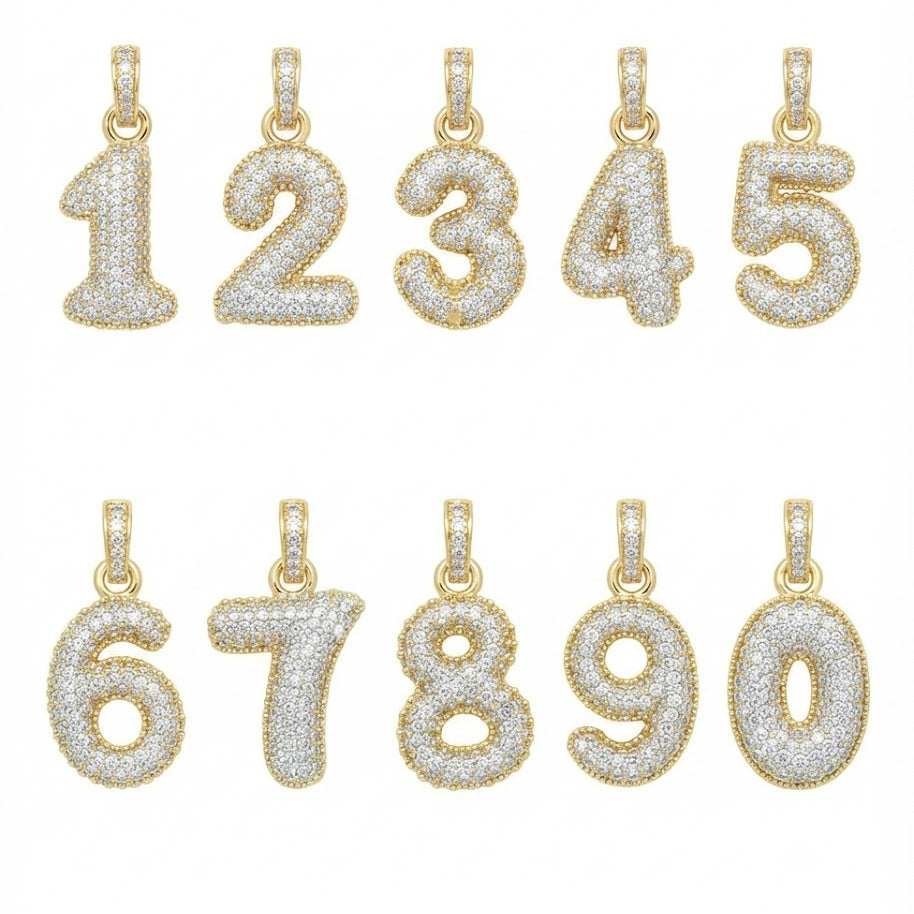 Moissanite Diamond Number Pendant Collection 0–9
