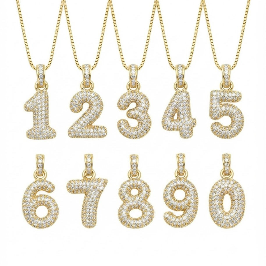 Moissanite Diamond Number Pendant Collection 0–9
