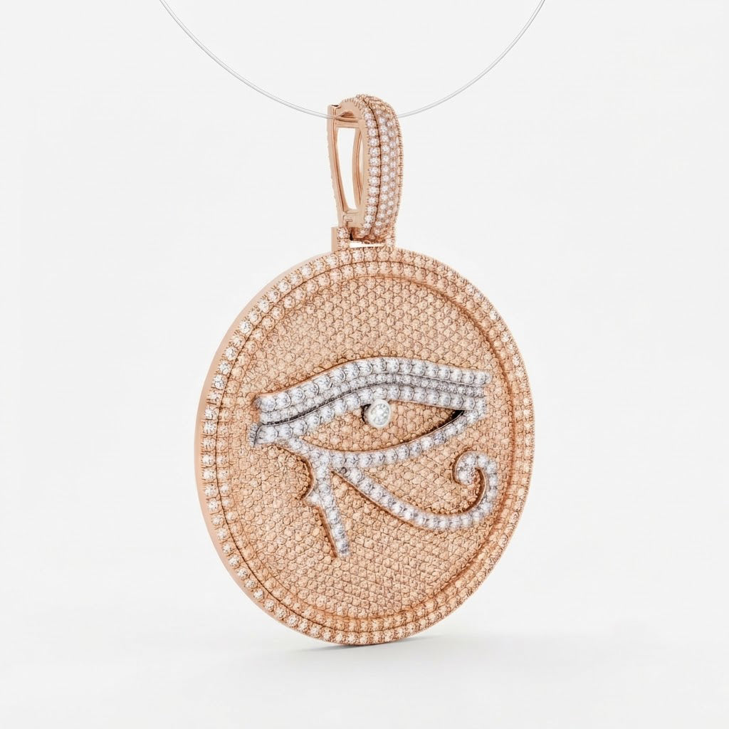 Eye of Horus Round Medallion Diamond Pendant