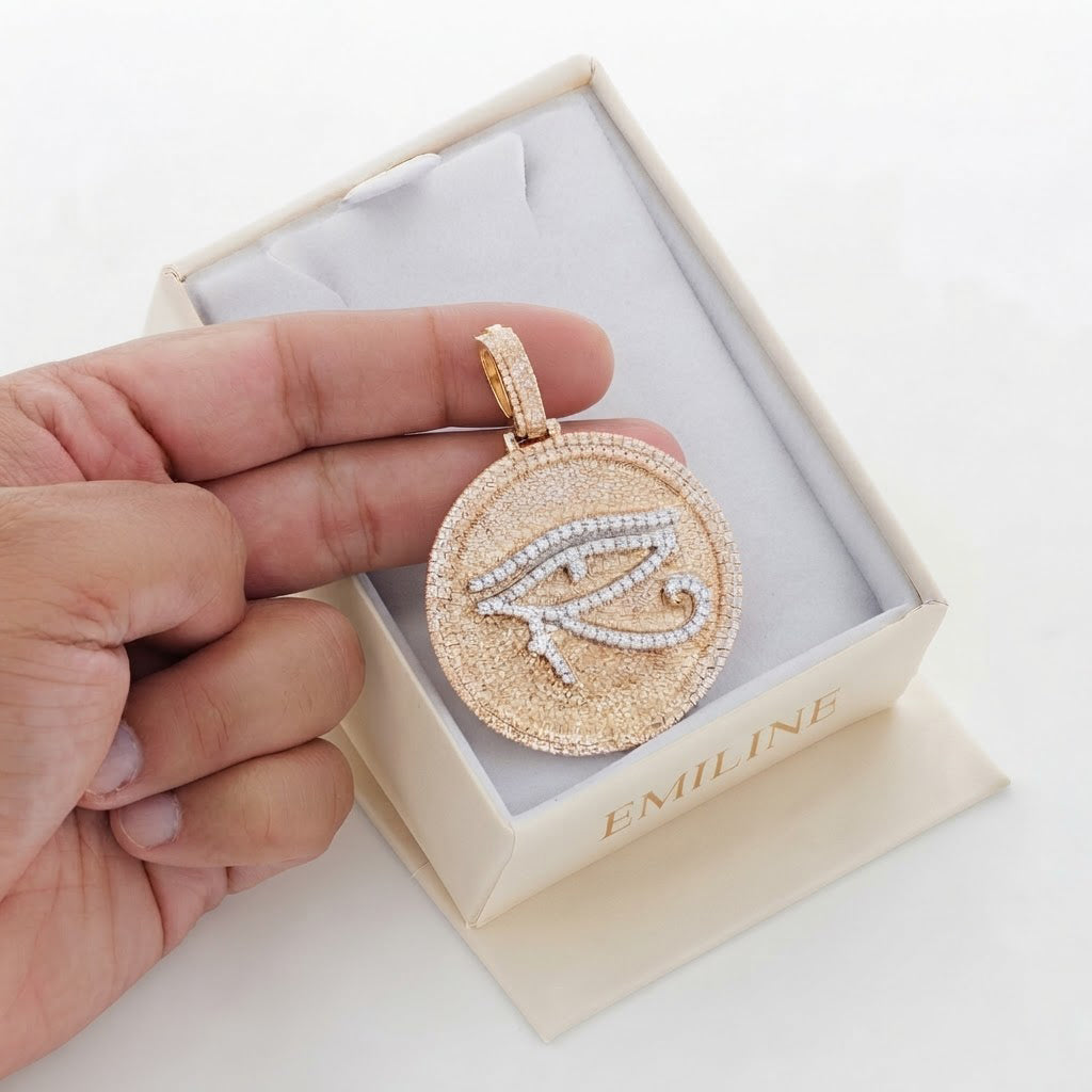 Eye of Horus Round Medallion Diamond Pendant