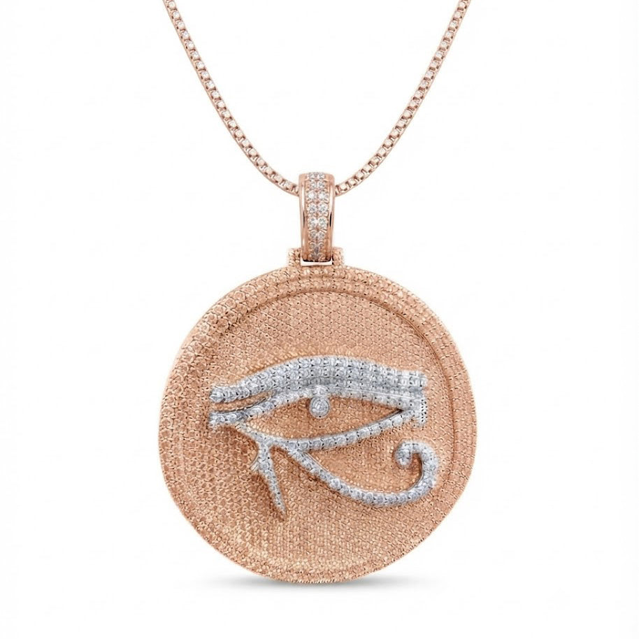 Eye of Horus Round Medallion Diamond Pendant