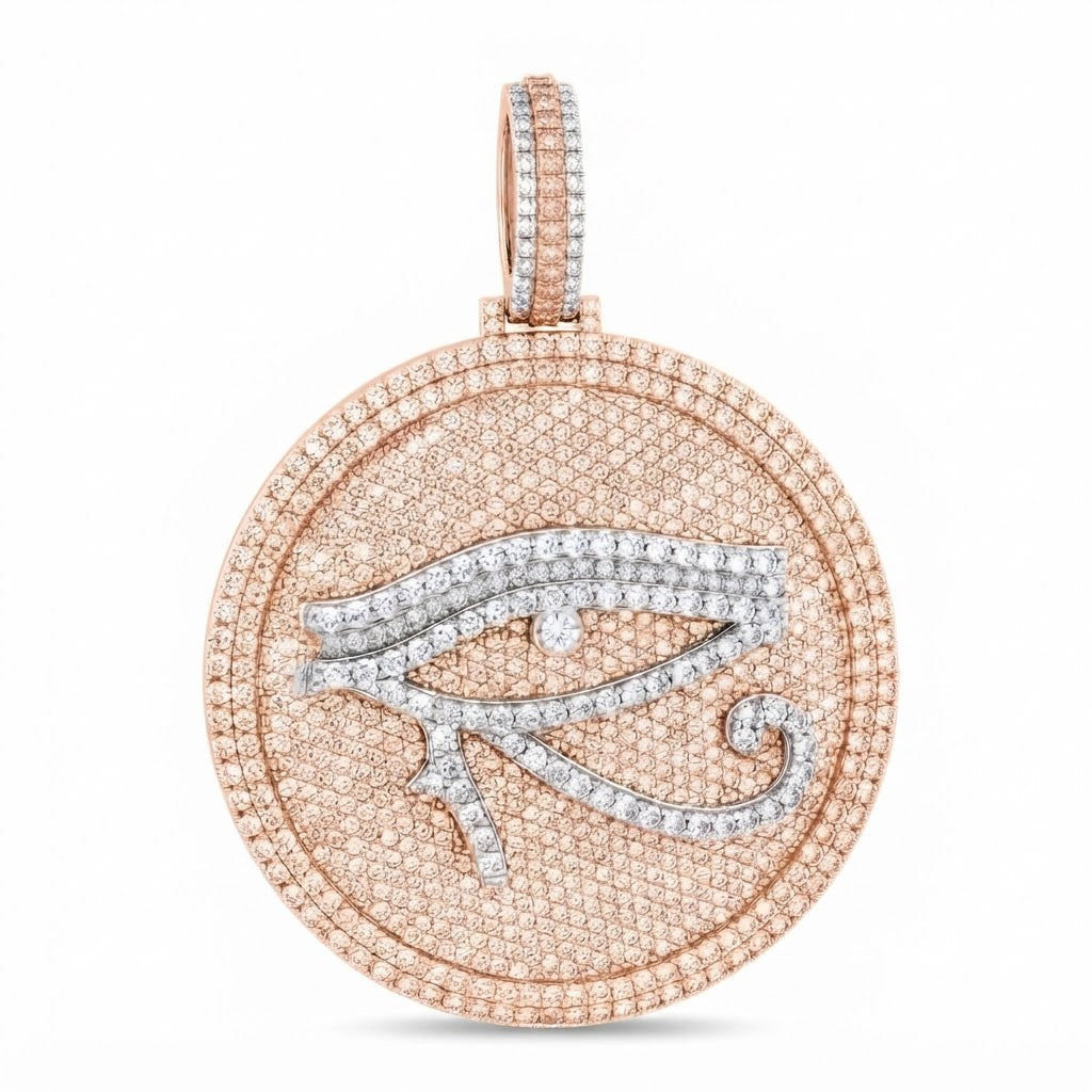 Eye of Horus Round Medallion Diamond Pendant