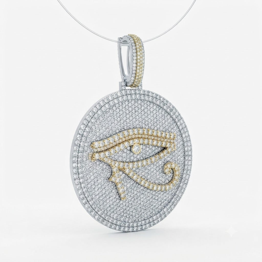 Eye of Horus Round Medallion Diamond Pendant