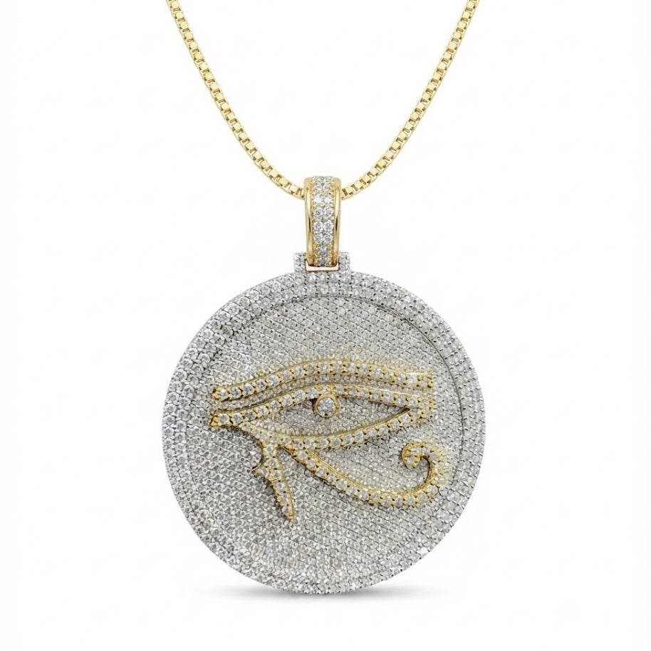 Eye of Horus Round Medallion Diamond Pendant