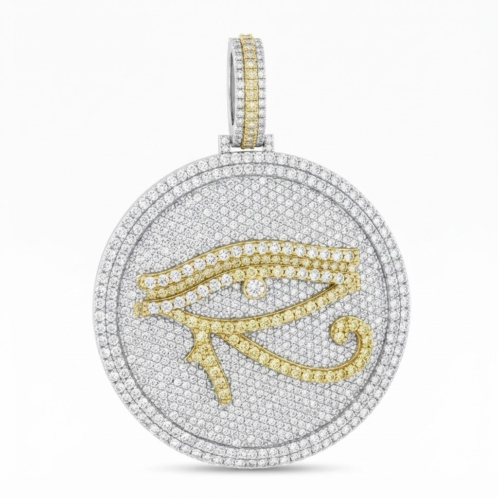 Eye of Horus Round Medallion Diamond Pendant