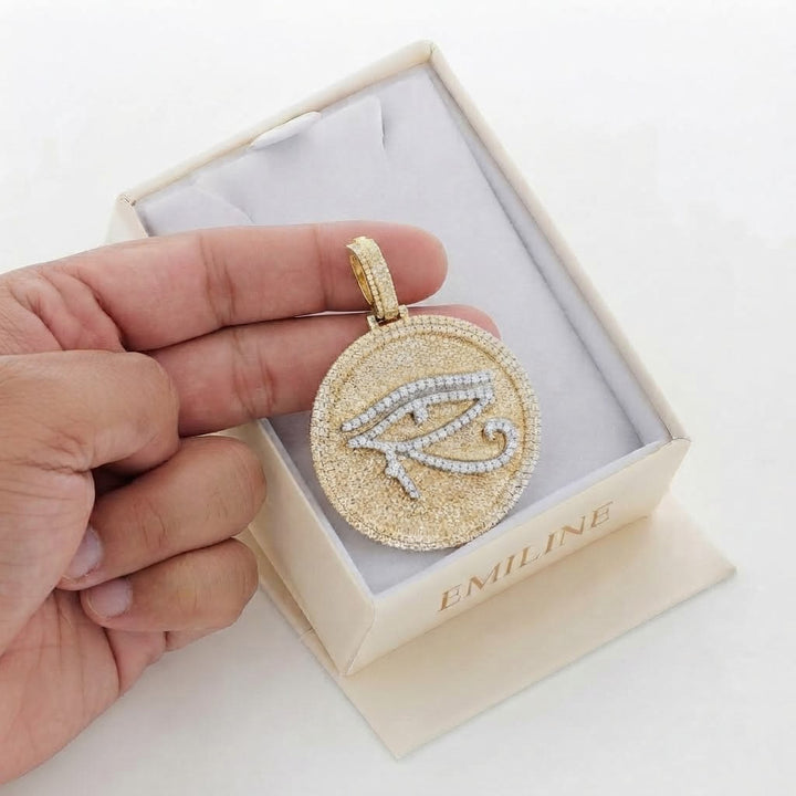 Eye of Horus Round Medallion Diamond Pendant