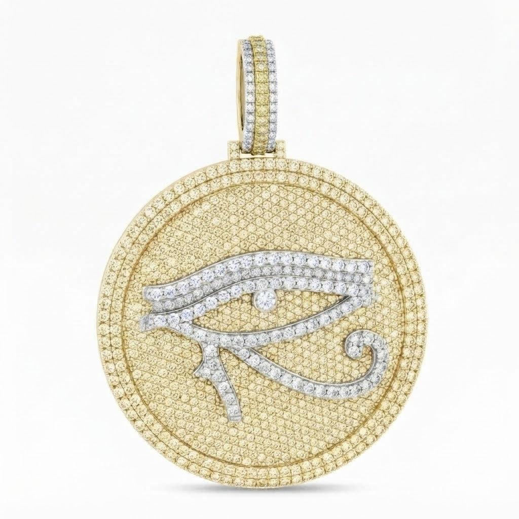 Eye of Horus Round Medallion Diamond Pendant