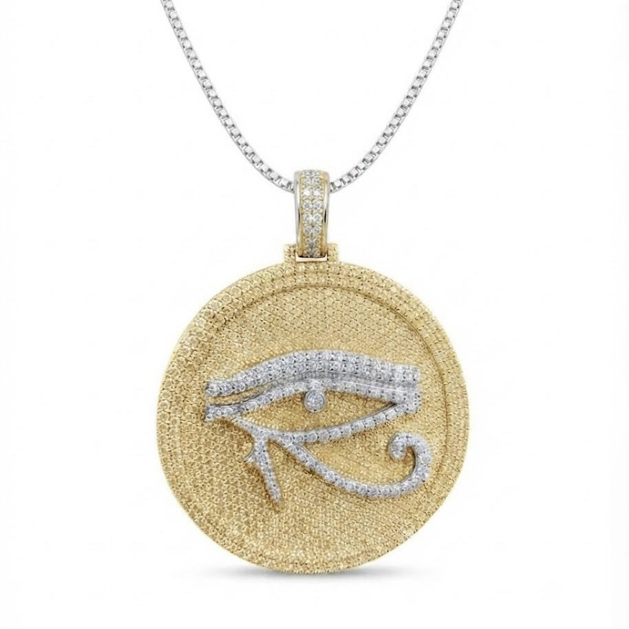 Eye of Horus Round Medallion Diamond Pendant