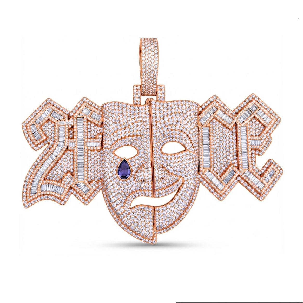 Zombie Skull Face Diamond Pendant