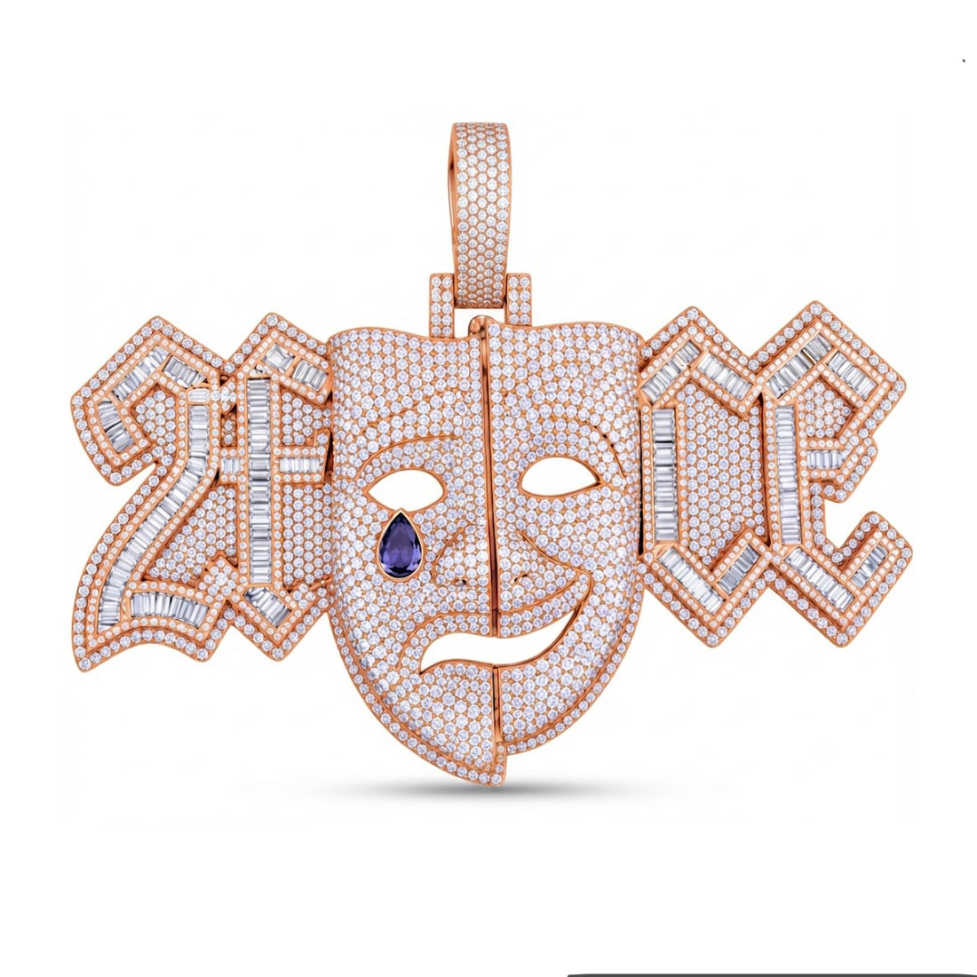 Zombie Skull Face Diamond Pendant