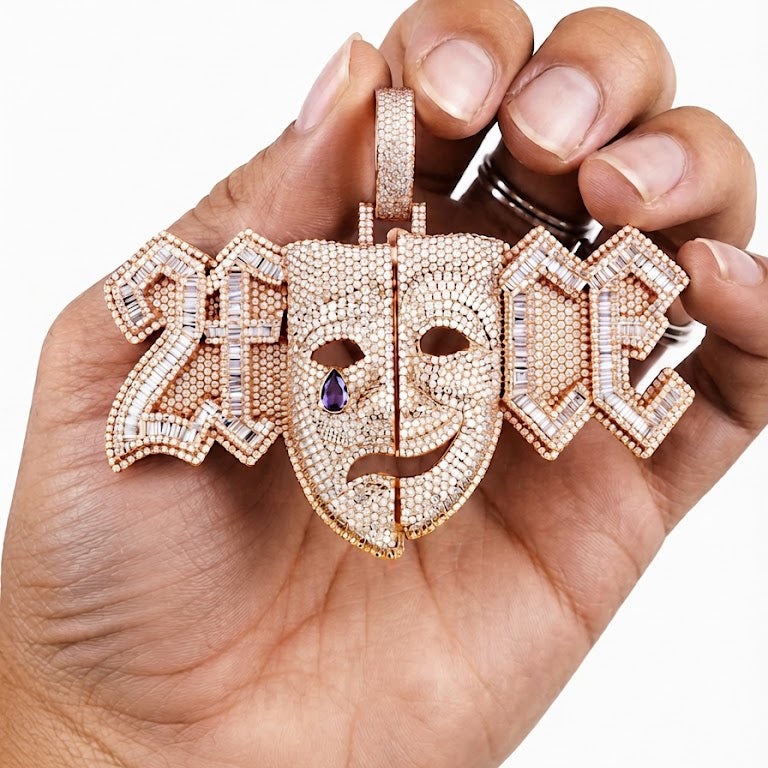 Zombie Skull Face Diamond Pendant