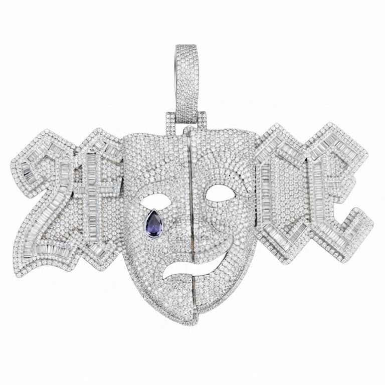 Zombie Skull Face Diamond Pendant