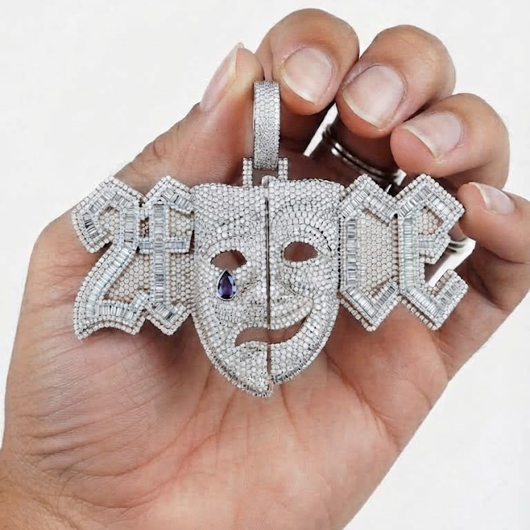 Zombie Skull Face Diamond Pendant