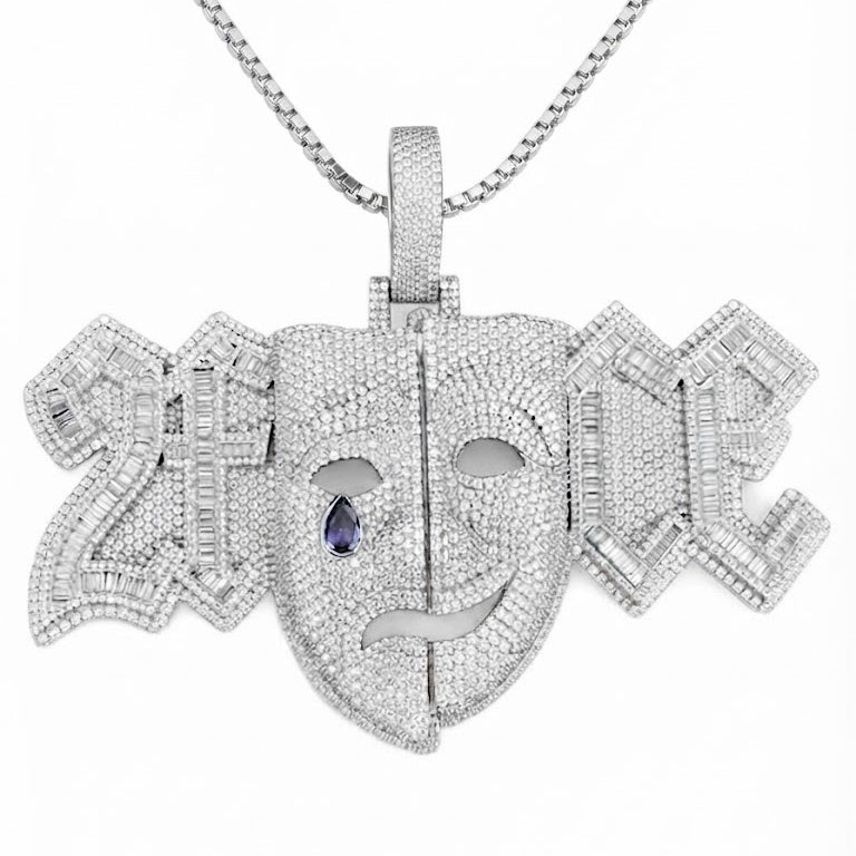 Zombie Skull Face Diamond Pendant