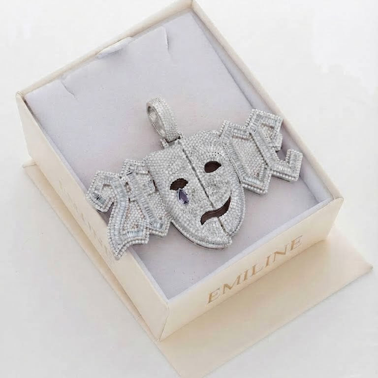 Zombie Skull Face Diamond Pendant