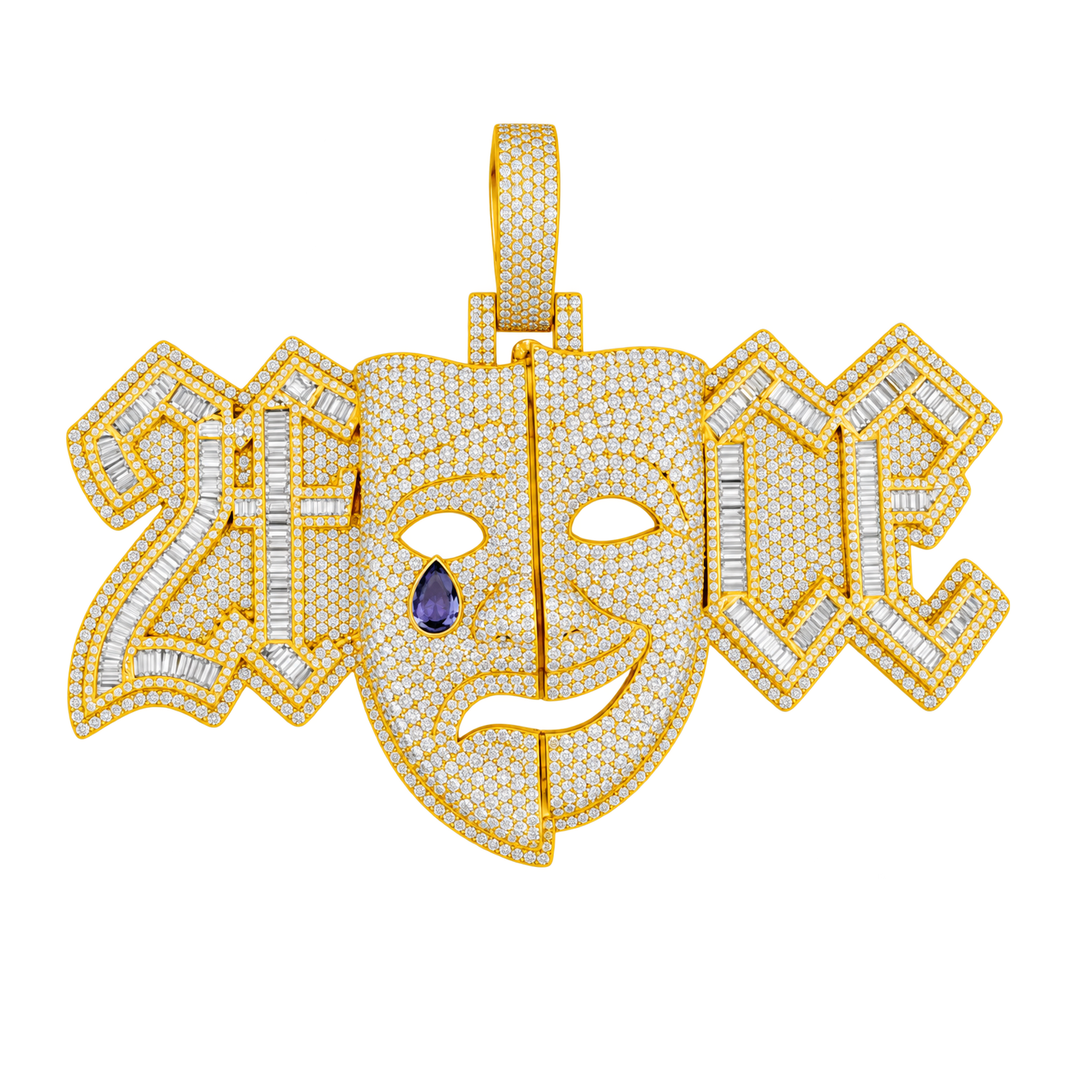 Zombie Skull Face Diamond Pendant