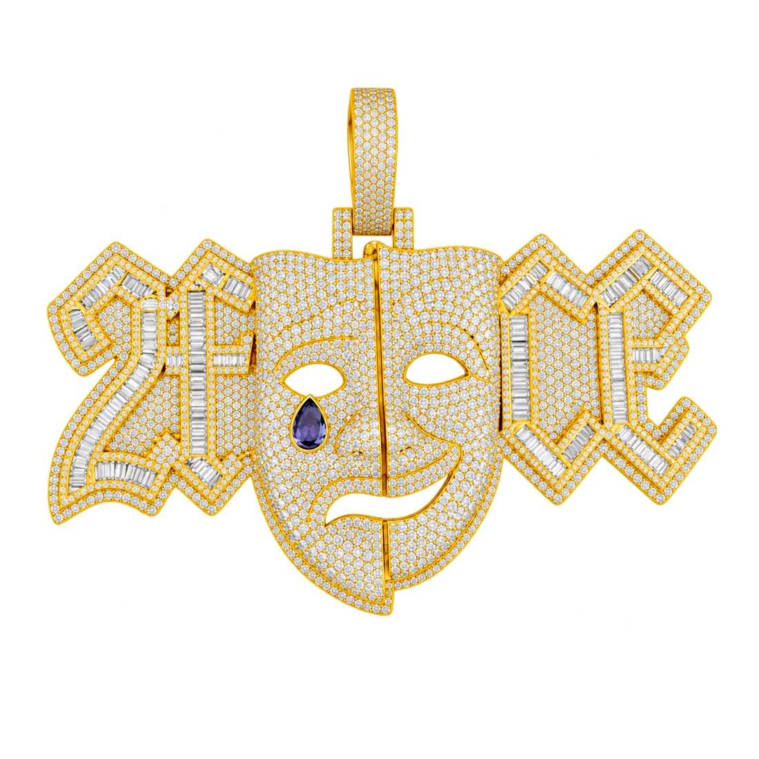 Zombie Skull Face Diamond Pendant