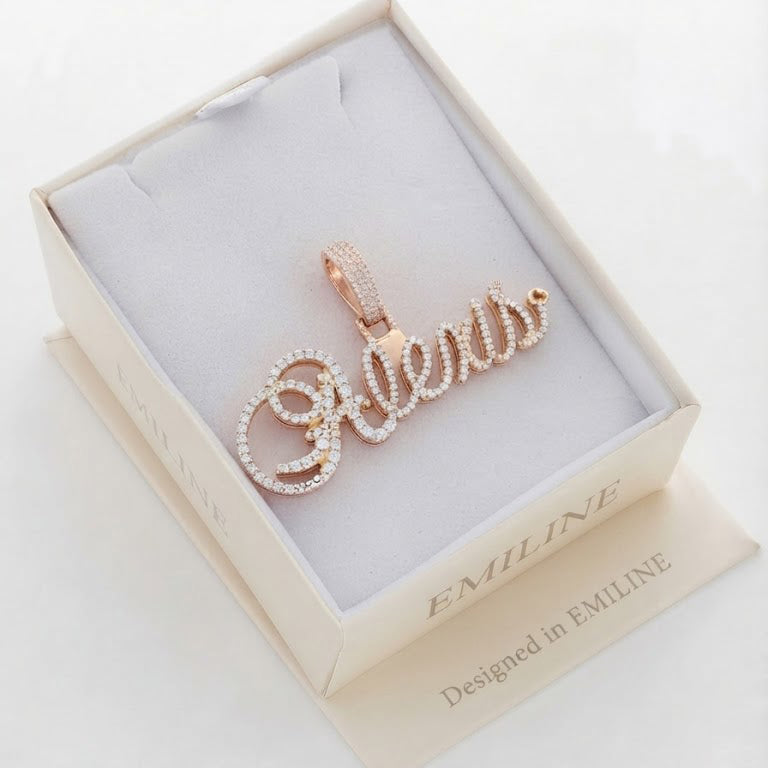 Moissanite Diamond Custom Name Pendant