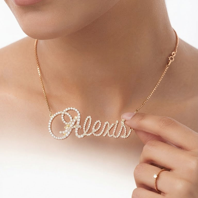 Moissanite Diamond Custom Name Pendant